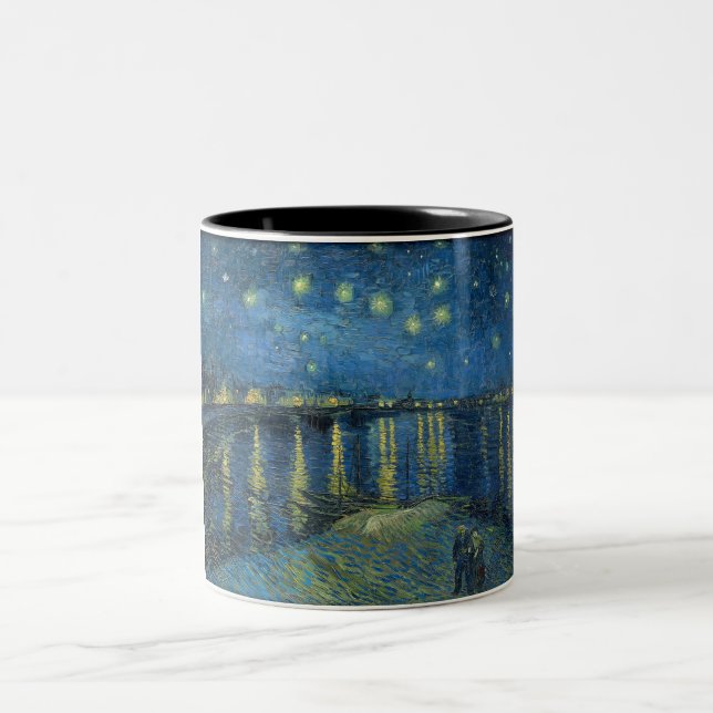 Starry Night Over the River Rhone (by van Gogh) Two-Tone Coffee Mug (Center)