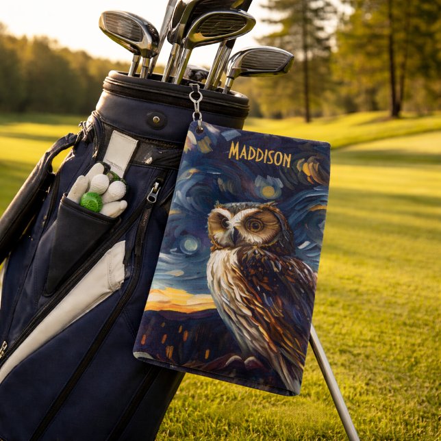 Starry Night Owl Golf Towel (Creator Uploaded)