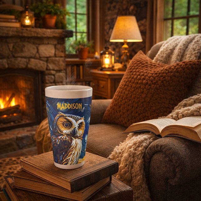 Starry Night Owl Latte Mug (Creator Uploaded)