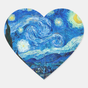 Starry Night Painting By Painter Vincent Van Gogh Heart Sticker
