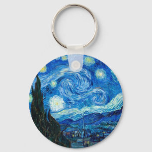 Starry Night Painting By Painter Vincent Van Gogh Keychain