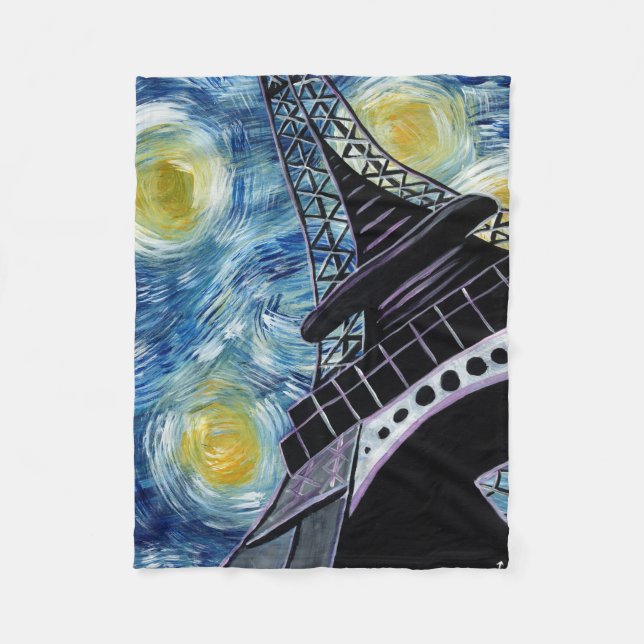 Starry Night Paris Fleece Blanket (Front)