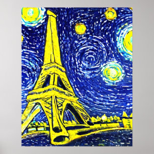 Starry Night Paris France Poster