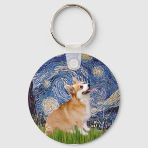 Starry Night - Pembroke Welsh Corgi 7b Keychain