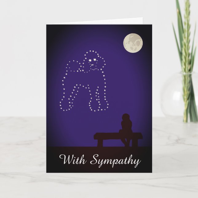 Starry Night Pet Poodle Dog Sympathy Card (Front)