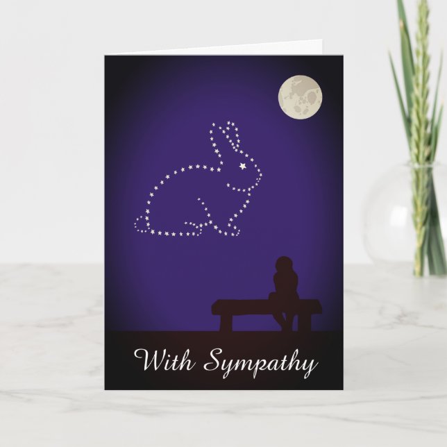 Starry Night Pet Rabbit Sympathy Card (Front)