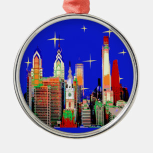 Starry Night Philadelphia, Abstract Sky with Stars Metal Ornament