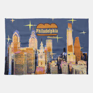 Starry Night Philadelphia, Cheese Steak Kitchen Towel