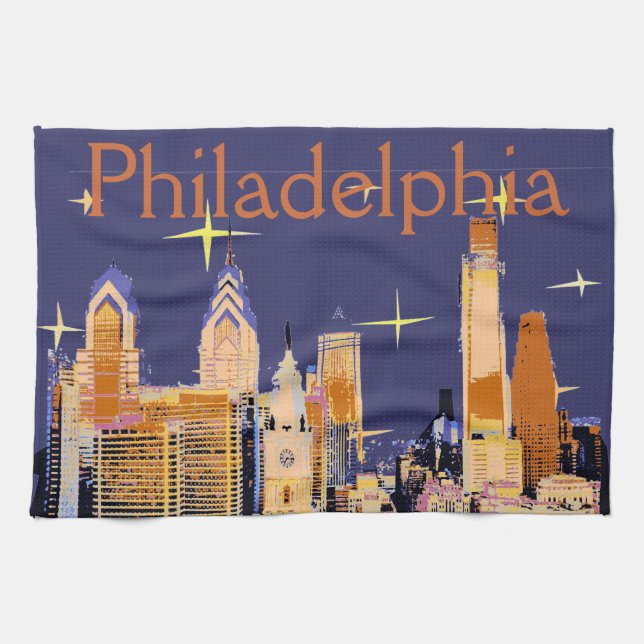 Starry Night Philadelphia Kitchen Towel (Horizontal)
