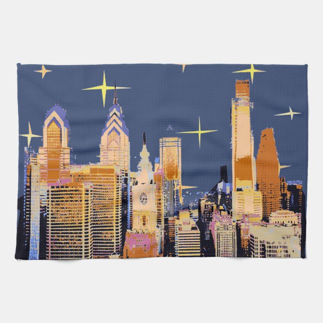 Starry Night Philadelphia Kitchen Towel (Horizontal)