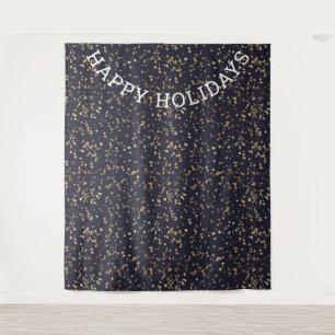 Starry Night Photo Background Happy Holidays Tapestry