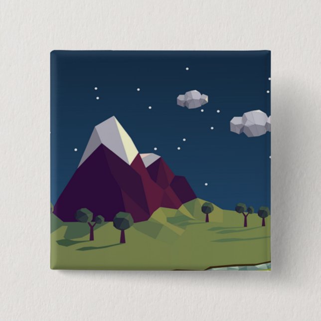 Starry night picture 2 inch square button (Front)