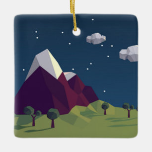 Starry night picture ceramic ornament