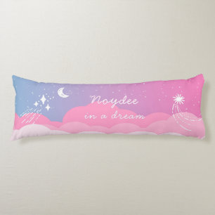 Starry night Pink blue Name and Text Body Pillow