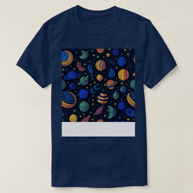 Starry Night Planet Pattern Design for Space Lover T-Shirt (Design Front)