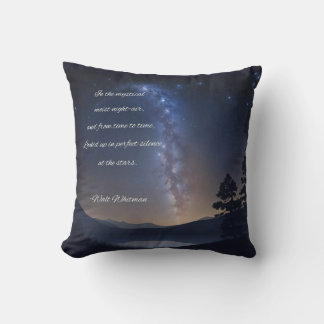 Starry night poetry quote with Walt Whitman text Throw Pillow