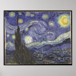 Starry Night Print<br><div class="desc">Vincent van Gogh painted The Starry Night while in the Saint-Rémy asylum in 1889. Vincent's room in the Saint-Rémy asylum looked out on the eastern sky. He painted The Starry Night as a panoramic vista spreading out into an almost infinite distance under a tumultuous sky ablaze with stars.</div>