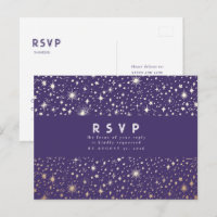 Starry Night Purple and Gold Wedding RSVP