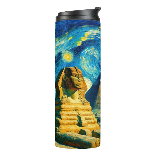 Starry Night Pyramids Sphinx Egypt Thermal Tumbler (Rotated Left)