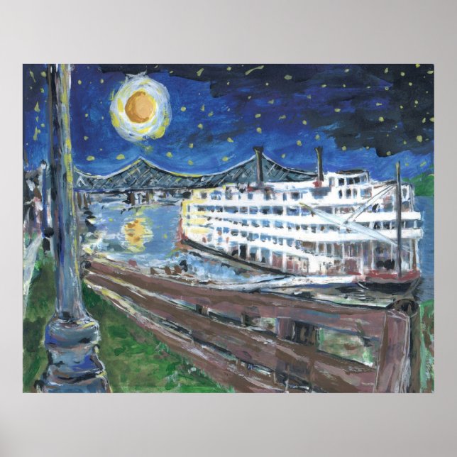 Starry Night Riverboat Poster (Front)