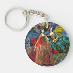 Starry Night Rococo Maidens Butterfly Wings Art Keychain