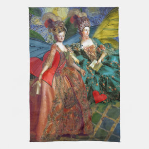 Starry Night Rococo Maidens Butterfly Wings Art Kitchen Towel