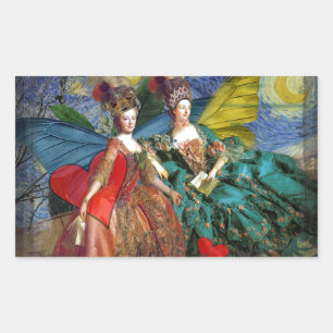 Starry Night Rococo Maidens Butterfly Wings Art Sticker