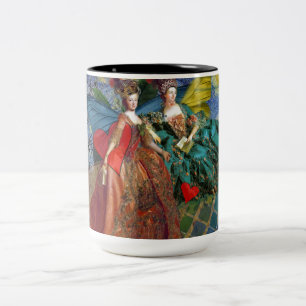 Starry Night Rococo Maidens Butterfly Wings Art Two-Tone Coffee Mug