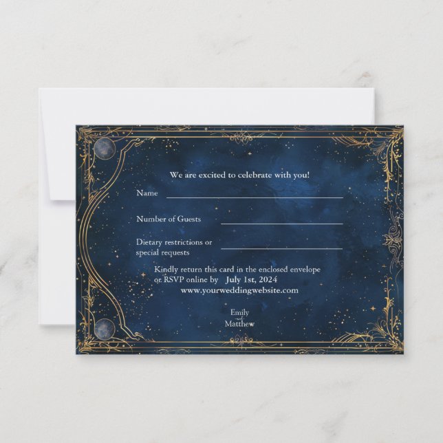 Starry Night Romance Wedding RSVP Card (Front)