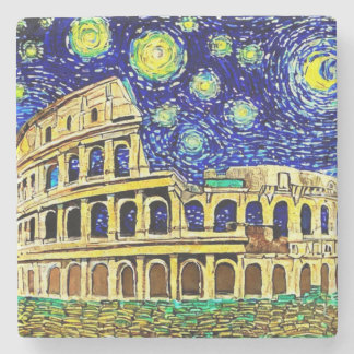 Starry Night Rome Italy Stone Coaster