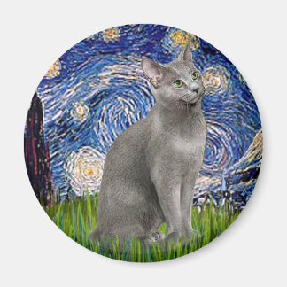 Starry Night - Russian Blue cat Magnet