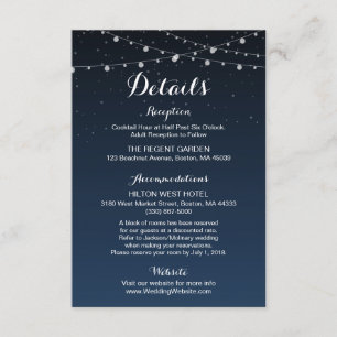 Starry Night Rustic Wedding Details Card
