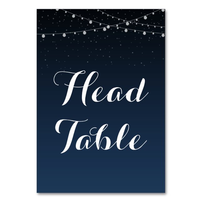 Starry Night Rustic Wedding Head Table Sign Table Number (Back)