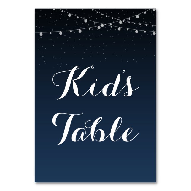 Starry Night Rustic Wedding Kids's Table Sign Number (Back)