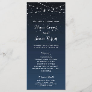 Starry Night Rustic Wedding Programme