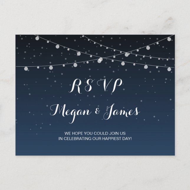 Starry Night Rustic Wedding RSVP Postcard (Front)