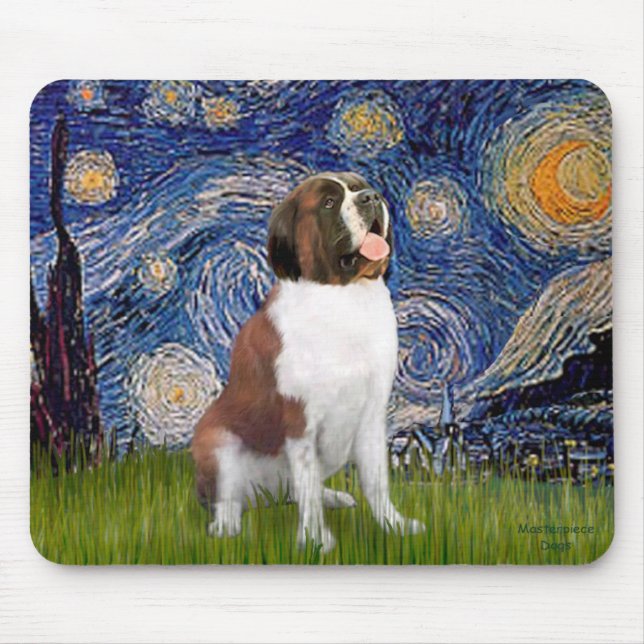 Starry Night- Saint Bernard Mouse Pad (Front)