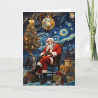 Starry Night Santa Card | Van Gogh Christmas Card