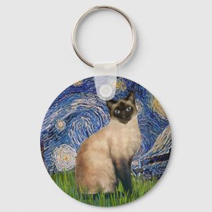 Starry Night - Seal Point Siamese cat Keychain