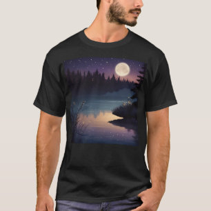 Starry Night Serenity Lakeside Glow T-Shirt