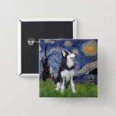 Starry Night - Siberian Husky #1 2 Inch Square Button (Front & Back)