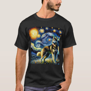Starry Night Siberian Husky Dog Van Gogh Lover T-Shirt