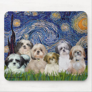 Starry Night - Six Shih Tzus Mouse Pad