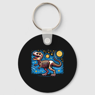 Starry Night Skeleton Dinosaur T Rex Boys Kids Keychain