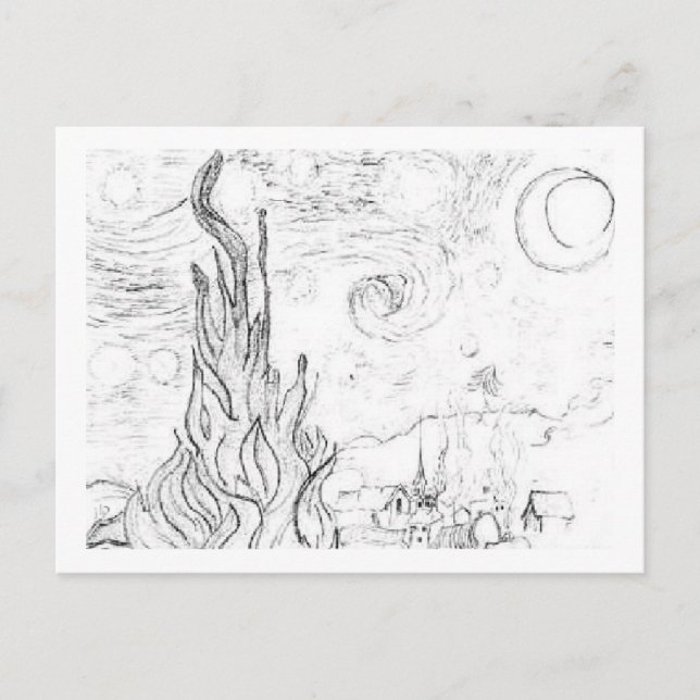 Starry Night Sketch Postcard (Front)