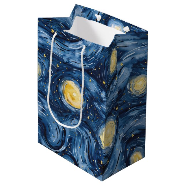 Starry Night Skies Baby Shower Medium Gift Bag (Front Angled)