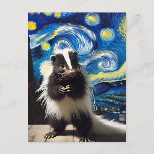Starry Night Skunk Postcard (Front)