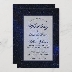 Starry Night Sky Celestial Elegant Script Wedding Invitation