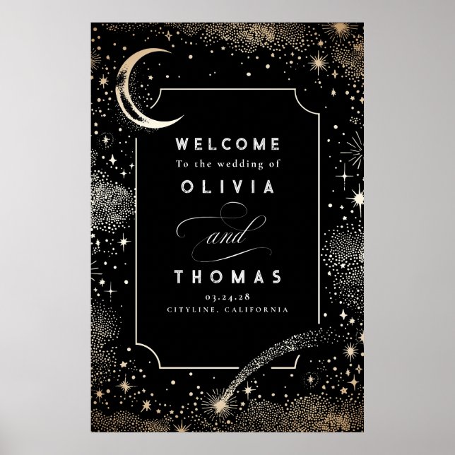 Starry Night Sky Celestial Mariage Affiche de bien (Devant)