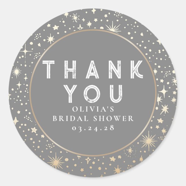 Starry Night Sky Celestial Thank You Classic Round Sticker (Front)
